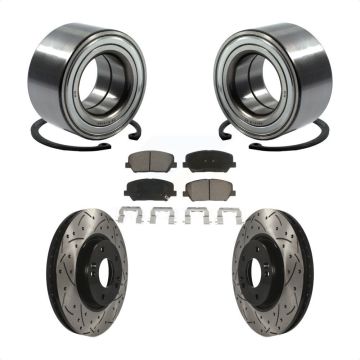 Front Wheel Bearing Coated Drilled Slotted Brake Rotor Pads Kit For Kia Forte Forte5 Koup KBB-117645