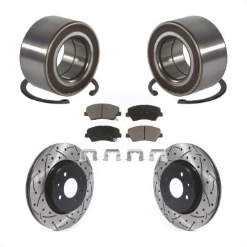 Front Wheel Bearing Coated Drilled Slotted Disc Brake Rotors And Pads Kit For Kia Rio KBB-117646