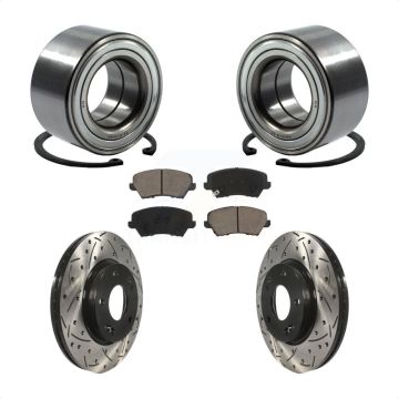 Front Wheel Bearing Drill Slot Brake Rotor Pads Kit For Kia Forte Hyundai Elantra GT Koup KBB-117649