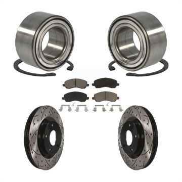 Front Wheel Bearing Coat Drill Slot Brake Rotor Pad Kit For Mitsubishi Jeep Outlander RVR KBB-117653