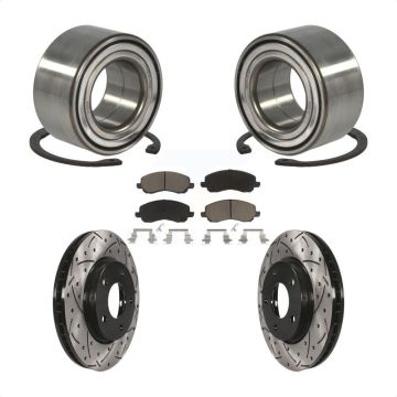 Front Wheel Bearing Drilled Slot Brake Rotor Pads Kit For Mitsubishi Lancer Dodge Caliber KBB-117654