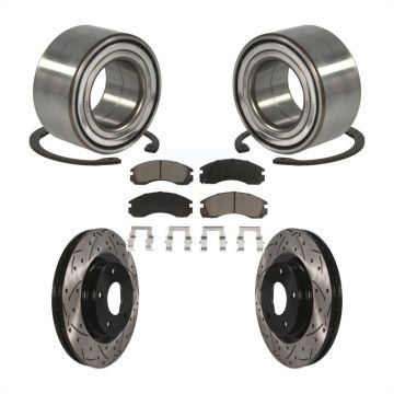 Front Wheel Bearing Coated Drill Slot Brake Rotor Pads Kit For 2017 Mitsubishi Lancer FWD KBB-117656
