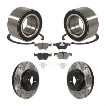 Front Wheel Bearing Coated Drilled Slot Brake Rotor & Pad Kit For 2008 BMW 328xi To 08 07 KBB-117659