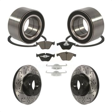 Front Wheel Bearing Coated Drilled Slotted Brake Rotor Pads Kit For BMW 328i xDrive 328xi KBB-117660