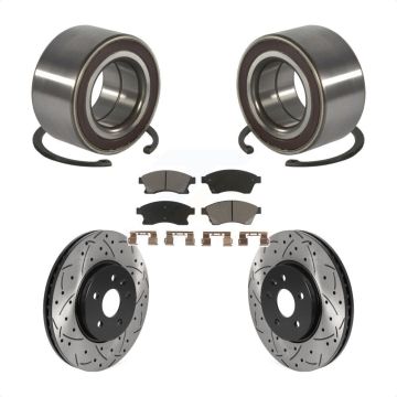 Front Wheel Bearing Coat Drill Slot Brake Rotor Pads Kit For 2013-2014 Chevrolet Sonic RS KBB-117663