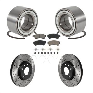 Front Wheel Bearing Coated Drilled Slotted Brake Rotor Pad Kit For 2009-2013 Mazda 6 3.7L KBB-117664
