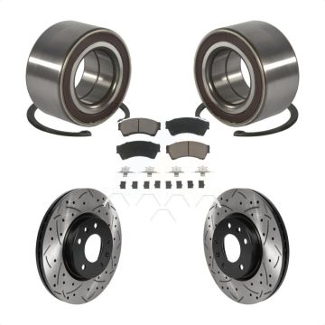Front Wheel Bearing Coated Drilled Slotted Brake Rotor Pad Kit For 2009-2013 Mazda 6 2.5L KBB-117665