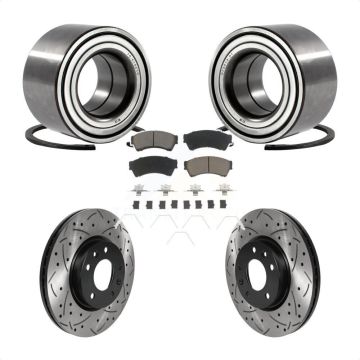 Front Wheel Bearing Drilled Slot Brake Rotor Pads Kit For Ford Fusion Mazda 6 Lincoln MKZ KBB-117666