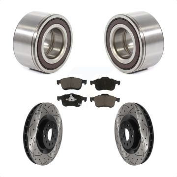 Front Wheel Bearing Coated Drilled Slotted Brake Rotor & Pads Kit For 2014-2018 Fiat 500L KBB-117668