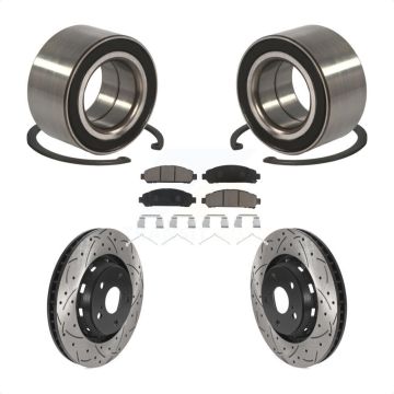 Front Wheel Bearing Coated Drilled Slotted Brake Rotor Pad Kit For 2009-2016 Toyota Venza KBB-117669