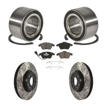 Front Bearing Coated Drilled Slotted Disc Brake Rotors And Pads Kit For Volkswagen Jetta KBB-117671