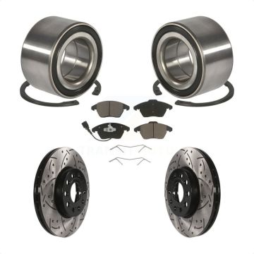 Front Bearing Coated Drilled Slotted Disc Brake Rotors And Pads Kit For Volkswagen Jetta KBB-117672