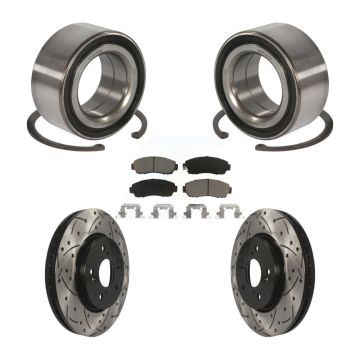 Front Wheel Bearing Coated Drilled Slotted Brake Rotor Pad Kit For Honda Accord Crosstour KBB-117674