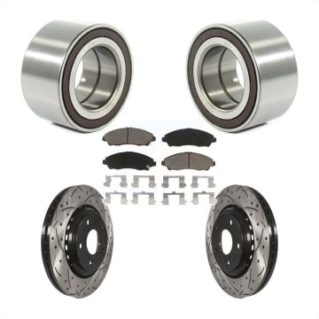 Front Wheel Bearing Coated Drilled Slot Brake Rotor Pad Kit For 2017-2019 Honda Ridgeline KBB-117676