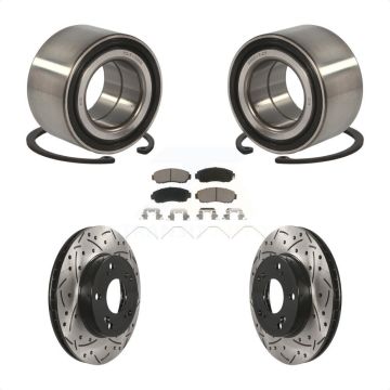Front Wheel Bearing Coated Drilled Slotted Disc Brake Rotors And Pads Kit For Honda Civic KBB-117681