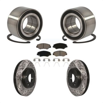 Front Wheel Bearing Coated Drilled Slotted Disc Brake Rotors And Pads Kit For Honda Civic KBB-117682