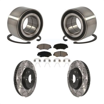 Front Wheel Bearing Coated Drilled Slotted Disc Brake Rotors And Pads Kit For Honda Civic KBB-117683