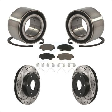 Front Wheel Bearing Coated Drilled Slotted Brake Rotor Pads Kit For Honda Civic Acura ILX KBB-117685