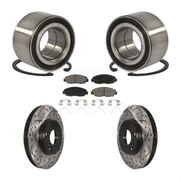 Front Wheel Bearing Coat Drill Slot Brake Rotor Pad Kit For Honda Civic Touring with 1.8L KBB-117686