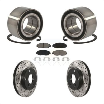 Front Wheel Bearing Coated Drilled Slotted Disc Brake Rotors And Pads Kit For Honda Civic KBB-117687