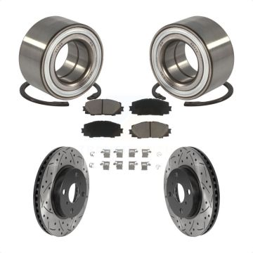 Front Wheel Bearing Coat Drill Slot Brake Rotor Pad Kit For Toyota Yaris Prius C Scion iQ KBB-117688