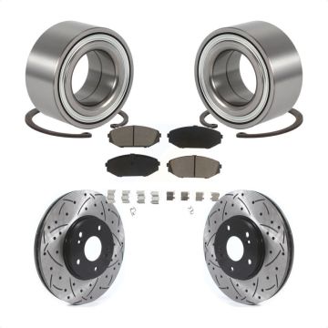 Front Wheel Bearing Coated Drilled Slot Brake Rotor & Pad Kit For 1999-2004 Honda Odyssey KBB-117689