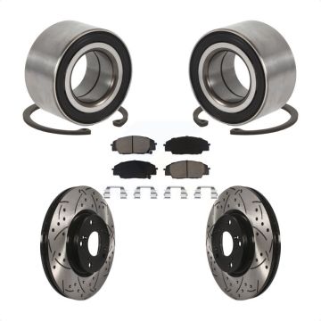 Front Wheel Bearing Coated Drilled Slotted Brake Rotor Pads Kit For Honda Civic Acura CSX KBB-117691