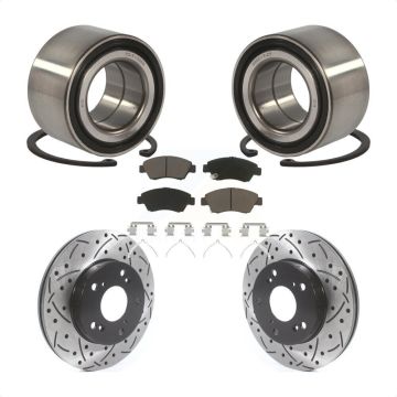 Front Wheel Bearing Coated Drilled Slotted Disc Brake Rotors And Pads Kit For Honda Civic KBB-117692