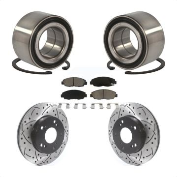 Front Wheel Bearing Coated Drilled Slotted Disc Brake Rotors And Pads Kit For Honda Civic KBB-117694