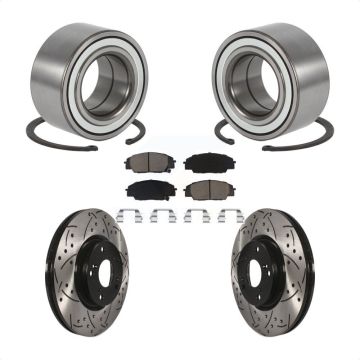 Front Wheel Bearing Coated Drill Slot Brake Rotor Pads Kit For 2002-2006 Acura RSX Type-S KBB-117695