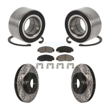 Front Wheel Bearing Coated Drilled Slotted Brake Rotor Pad Kit For Honda Accord Acura CSX KBB-117697