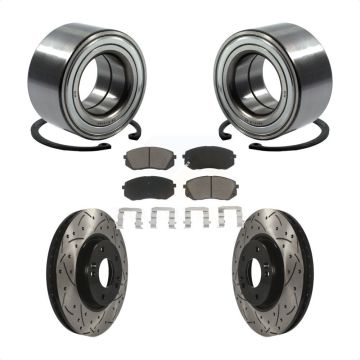 Front Wheel Bearing Coated Drilled Slotted Brake Rotor Pads Kit For 2015-2016 Kia Soul EV KBB-117704
