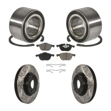 Front Wheel Bearing Coated Drilled Slotted Disc Brake Rotor Pad Kit For Ford Escape C-Max KBB-117707