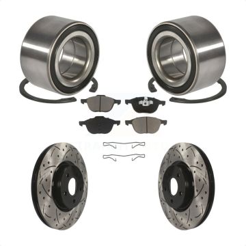 Front Wheel Bearing Coated Drilled Slotted Brake Rotor & Pad Kit For Ford Transit Connect KBB-117708