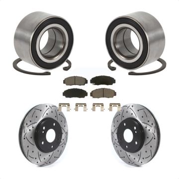 Front Wheel Bearing Coated Drilled Slot Brake Rotor Pad Kit For Honda Accord Acura TSX TL KBB-117711