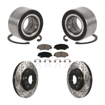Front Wheel Bearing Coated Drilled Slotted Disc Brake Rotors And Pads Kit For Honda Civic KBB-117714