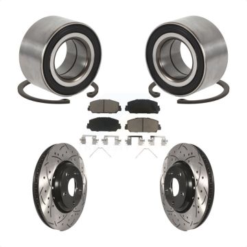 Front Wheel Bearing Coated Drilled Slotted Brake Rotor Pads Kit For Honda Civic Acura ILX KBB-117715
