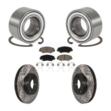 Front Wheel Bearing Coated Drill Slot Brake Rotor Pads Kit For 2003-2011 Honda Element EX KBB-117718