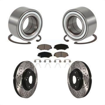 Front Wheel Bearing Coated Drilled Slotted Brake Rotor & Pad Kit For 2005-2006 Honda CR-V KBB-117720