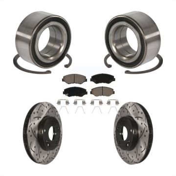 Front Wheel Bearing Coated Drilled Slotted Disc Brake Rotor And Pads Kit For Honda Accord KBB-117721