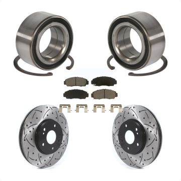 Front Wheel Bearing Coated Drilled Slotted Brake Rotor Pad Kit For Honda Accord Acura TSX KBB-117722
