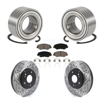 Front Wheel Bearing Coated Drilled Slotted Brake Rotor Pads Kit For 2003-2004 Honda Pilot KBB-117723