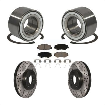 Front Wheel Bearing Coated Drilled Slotted Disc Brake Rotor & Pad Kit For 2016 Honda CR-Z KBB-117724