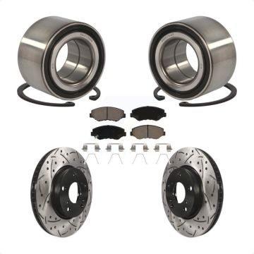 Front Wheel Bearing Coated Drilled Slotted Disc Brake Rotors And Pads Kit For Honda Civic KBB-117725