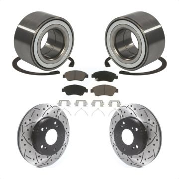 Front Wheel Bearing Coated Drilled Slotted Brake Rotor & Pad Kit For 2011-2015 Honda CR-Z KBB-117726
