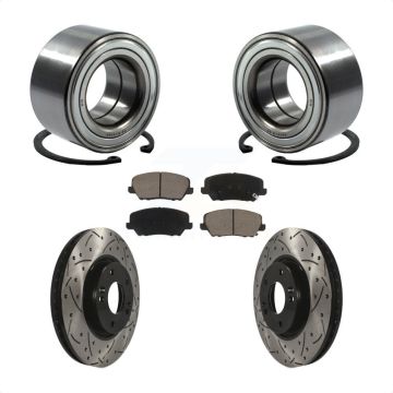 Front Wheel Bearing Drill Slot Brake Rotor Pads Kit For Kia Forte Forte5 Hyundai Veloster KBB-117728