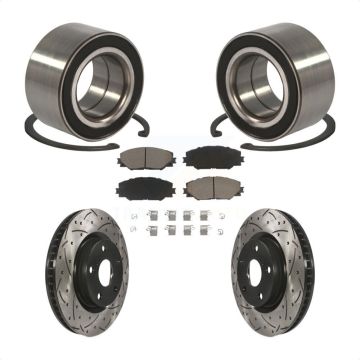 Front Wheel Bearing Coated Drill Slot Brake Rotor Pads Kit For Toyota Matrix Pontiac Vibe KBB-117730