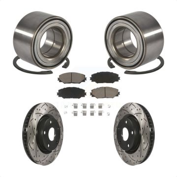 Front Bearing Coated Drilled Slotted Brake Rotor Pads Kit For 2017-2018 Toyota Corolla iM KBB-117732