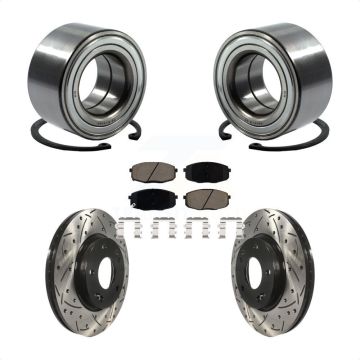 Front Wheel Bearing Coated Drilled Slotted Brake Rotor And Pad Kit For 2014-2016 Kia Soul KBB-117734