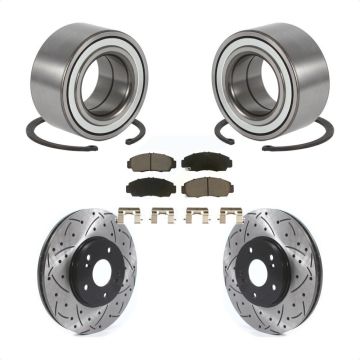 Front Wheel Bearing Coated Drilled Slotted Disc Brake Rotors And Pads Kit For Acura TL CL KBB-117736